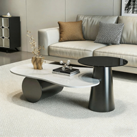 Table basse de salon d'art moderne, mobilier de maison au design nuage simple, table centrale de villa avec plateau en marbre