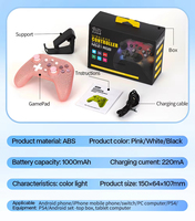 Manette de jeu sans fil NS21 RGB pour Switch/Ps3/Ps4/Android/Ios, joystick gyroscopique 6 axes, manette de jeu à double moteur avec support de téléphone