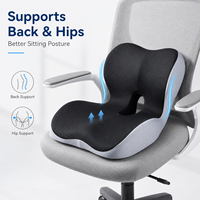 Coussin de siège arrière intégré respirant et lavable en mousse à mémoire de forme à rebond lent pour chaise de bureau, poste de travail à domicile et siège de voiture