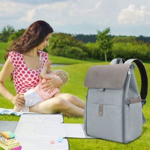Design Factory Wholesale Pu <b>Leather</b> Lid <b>Backpack</b> Tote Gray <b>Black</b> Diaper Bag - Product Image 6