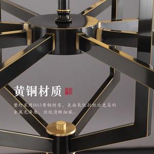 Lustre en cuivre massif de style chinois moderne simple et rétro pour villa, salon, chambre à coucher, bureau, salle à manger - Product Image 5