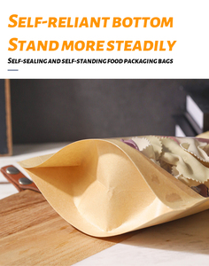 Biểu tượng tùy chỉnh thực phẩm Túi giấy Kraft phân hủy sinh học với rõ ràng không thấm nước <span class=keywords><strong>Ziplock</strong></span> Túi giấy Kraft có thể khóa lại đứng lên túi - Product Image 4