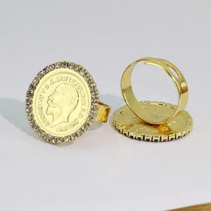 RM1631 18k Vergoldeter CZ Micro Pave Vintage Freirich Britischer König George VI Münz-Motiv Ring - Product Image 1