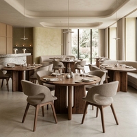 Ensemble de meubles de restaurant commercial d'hôtel, table ovale en bois de luxe moderne J2S et chaise courbée, design d'intérieur, solution tout-en-un