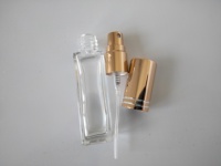 Emballage cosmétique 5ml 10ml 20ml 30ml 50ml 100ml Flacon de parfum vide en verre carré clair avec bouchon de pompe de pulvérisation en or