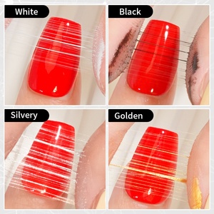 RISYAL Gel de <span class=keywords><strong>dessin</strong></span> pour nail art à effet scintillant fin – Emballage individuel, soie élastique, motif araignée, <span class=keywords><strong>fleur</strong></span>, design transfrontalier, noir, blanc, argent - Product Image 3