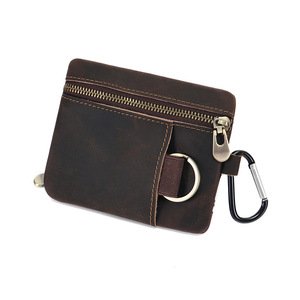 กระเป๋าใส่เหรียญหนังแท้ ที่ใส่กุญแจ กระเป๋าคาดเอวขนาดเล็กอเนกประสงค์ สีทึบ สีแดงไวน์ - Product Image 5