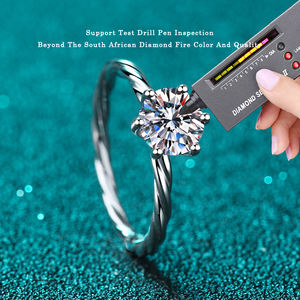 Bague de promesse AZ176-J INS tendance en argent sterling S925 torsadé avec fleur de <span class=keywords><strong>chanvre</strong></span> et moissanite 1 carat, bijoux fins pour femme - Product Image 3