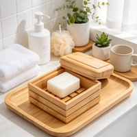 Boîte à Savon Portable Écologique en Bambou de Haute Qualité avec Couvercle et Grille de Drainage, Personnalisable avec Logo, pour Rangement de Savon Artisanal dans la Salle de Bain