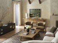 Table console moderne élégante et luxueuse en bois massif, fabriquée à la main, avec rangement durable pour le salon, pour l'ameublement du salon