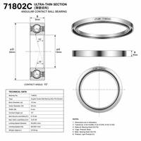 Rodamiento de bolas de contacto angular de sección delgada JYJM OEM 71802C 15x24x5mm 15 grados, piezas de motor de husillo de máquina herramienta de alta velocidad