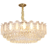 Lustre en cristal à LED classique de luxe en or pour le salon, la chambre à coucher, le restaurant, la villa et l'hôtel.