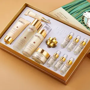 Kit de soins de la peau au lait de chèvre en stock OEM 12 pièces anti-âge hydratant revitalisant pour salon de beauté à domicile ensemble de soins de la peau de luxe