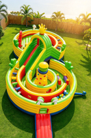 Parcours d'obstacles gonflable pour activités sportives - Matériel PVC, capacité de 1 à 12 personnes, installation facile, château gonflable géant avec toboggan