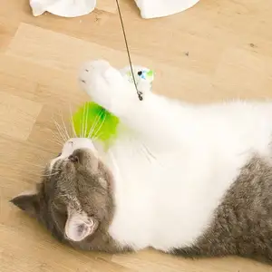 猫用インタラクティブ玩具鳥用インタラクティブ吸盤フェザーベル面白い猫用スティック玩具