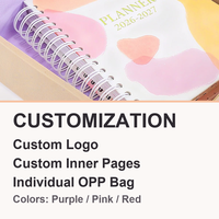 2026-2027 Planer Spiralnotizbuch A5 mit Individuellem Logo und Angepassten Innenseiten in Lila, Rosa und Rot