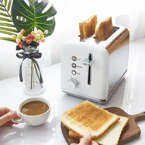 홈 도매 블랙 빈티지 스테인레스 자동 아침 식사 샌드위치 메이커 빵 토스터 2 조각