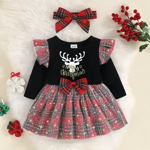 Enfants Princesse Robes De Noël Père Noël Bébé Filles Noir Tutu Mignon Robe De Chine En Gros