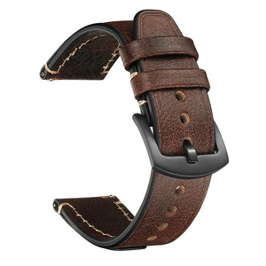 Correas de Reloj de Cuero Genuino de Lujo de Liberación Rápida de 20/22 mm con Hebilla de Acero Inoxidable, Correas de Repuesto de Cuero Vintage - Product Image 5
