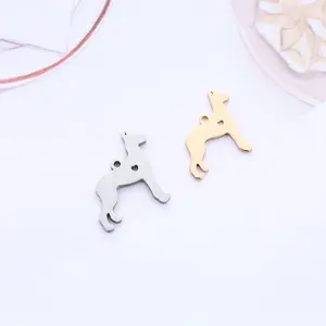18x18mm Metal Pendant Silver/Gold Jewelry Accessories Finding High Polished Stainless Steel Blank Pet Great Dane Dog Charm