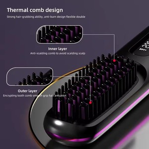 Mini <span class=keywords><strong>brosse</strong></span> <span class=keywords><strong>lissante</strong></span> électrique professionnelle pour femmes USB, ions négatifs, sans fil, recharge sans fil, capacités de lissage - Product Image 6