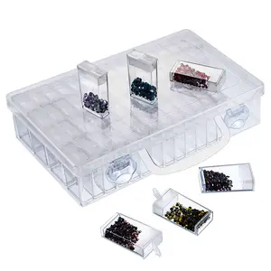 Diamond Painting Box Aufbewahrung behälter mit 200 Stück Etiketten aufkleber 64 Gitter 5D Aufbewahrung boxen & Behälter Kunststoff Weiß Modern 400g