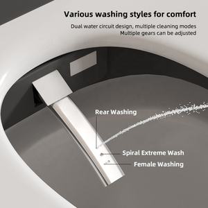 Toilette intelligente moderne avec bidet, grise, ronde, à siphon en S, télécommande automatique et commande vocale IA, avec siège chauffant et fonction de chauffage du siège - Product Image 3