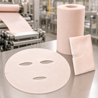Sustrato para Mascarillas Faciales de Tela No Tejida Spunlace Biodegradable Teñido con Pigmentos Vegetales Y181, Fibra Vegetal de Sakura, Estándar Coreano, Lámina Seca