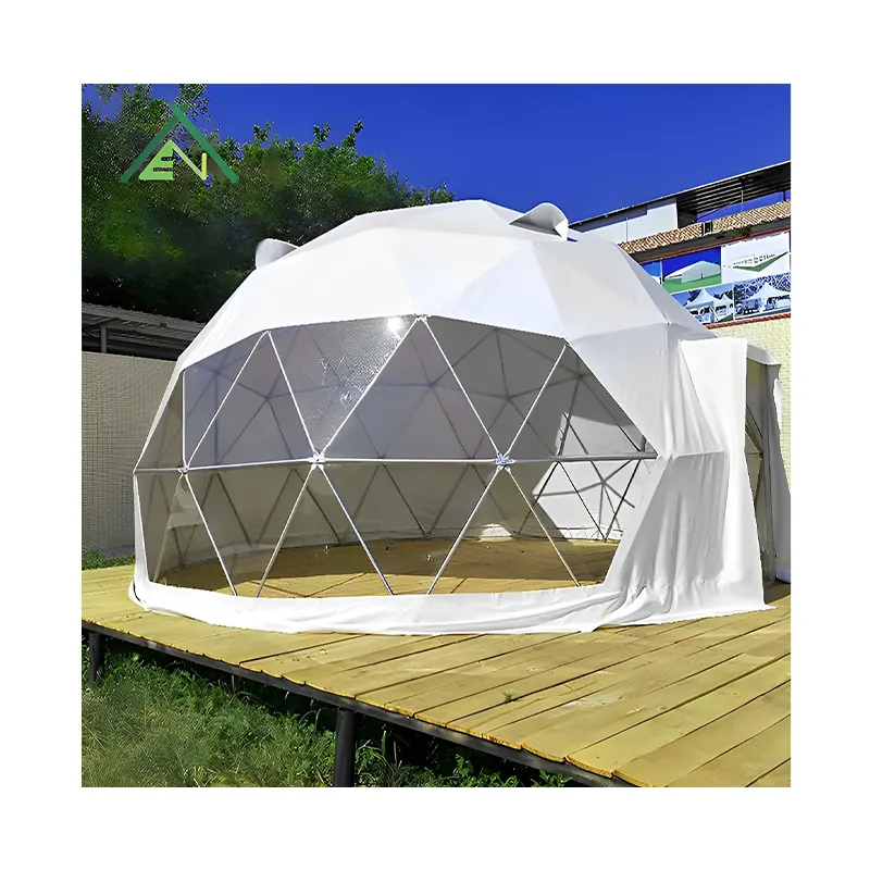 Thương mại cấp Inflatable chiếu gia đình riêng tư tắm mặc quần áo vải trắc địa glamping nhà 6m mái vòm lều