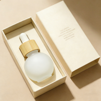 Flacon compte-gouttes en verre givré de forme ronde de 20 ml pour huile essentielle de bambou