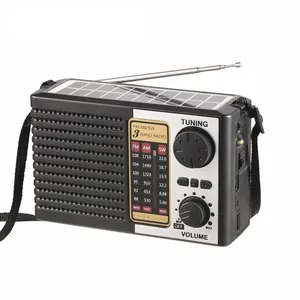 緊急ソーラー充電式ハンドクランク懐中電灯AmFMポータブルラジオ