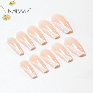 Uñas Postizas Extra Largas Estilo Bailarina Francesa, Uñas Acrílicas ABS Naturales Pre-encoladas, Uñas Artificiales de Ataúd Francés para Presionar, Venta al por Mayor - Product Image 3