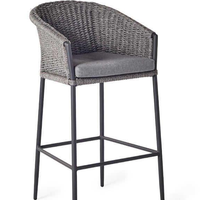 Tabouret de bar simple tissé en corde de fer moderne pour l'extérieur Dwoo Chaise de bar haute de luxe élégante en métal pour le jardin et l'hôtel