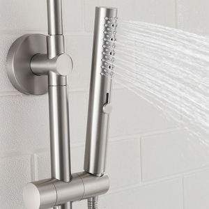 Ensemble de mitigeur de douche à installation facile Ensemble de robinet de douche rond en nickel brossé 304 SUS Système de douche à effet pluie de remplacement avec <span class=keywords><strong>support</strong></span> - Product Image 4