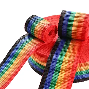 1 inch 900D polyester cotton rainbow plain Braided webbing using for belt and bags Garment