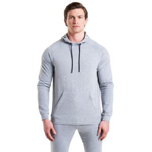 Chándales Personalizados Ligeros 100% Algodón Gris con Capucha, Estilo Urbano para Invierno, Diseño Sólido con Cordón Ajustable - Product Image 1