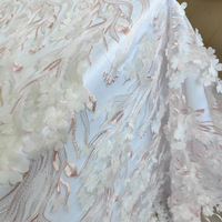 Nappe élégante en broderie florale bleu clair |   Housse de table ronde de luxe sur mesure pour mariage et banquet