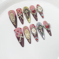 Faux Ongles Artificiels en Gros de Haute Qualité, Nouveau Design, à Coller, Longs, Amande, Ovale, Cercueil, Diamant, avec Kit
