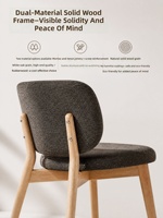 Chaise de salle à manger moderne en bois massif, écologique, avec coussin gris moelleux, design nordique simple pour la maison, le restaurant, le bureau et le commerce