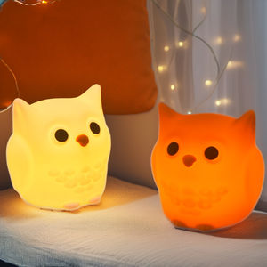 מנורות שולחן מגע צבעוניות מקסימות דקורטיביות מסיליקון, מנורת לילה נטענת בהתאמה אישית, ינשוף סיליקון רך, מנורת לילה מסיליקון בצורת חיה - Product Image 5