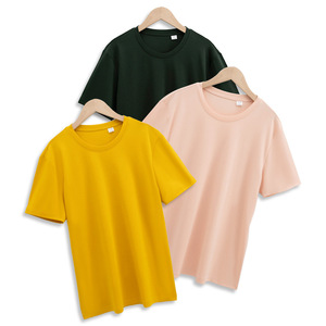 Camiseta de algodón de seda de amoníaco líquido de doble cara de 190g de gama alta, camiseta de manga corta de algodón con cuello redondo para hombre - Product Image 1