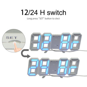 Led kỹ thuật số báo động 3D Đồng hồ treo tường bàn tự động mờ 3D Tường LED báo động đồng hồ kỹ thuật số Trắng số đồng hồ thời gian với điều khiển từ xa - Product Image 2