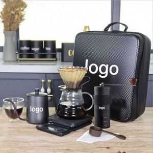 ชุดกาแฟแบบพกพา 600 มล. OEM 11-13 ชิ้น ชุดกรองกาแฟแบบ Pour Over พร้อมกาต้มน้ำ เครื่องชั่งดิจิตอล แก้วเซิร์ฟเวอร์ เครื่องบดกาแฟแบบมือหมุน เหมาะสำหรับเป็นของขวัญ - Product Image 3