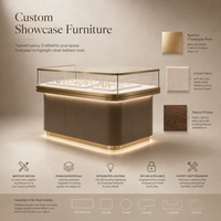 Meubles de présentation de bijoux personnalisables, vitrine en métal, bois et verre transparent éclairée pour boutique duty-free