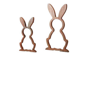 Decoraciones de Conejito de Pascua de Madera, Adornos con Forma de Conejo Hechos a Mano, Accesorios para Fotos, Uso en Interiores y Exteriores, Color Retro, Madera Maciza, Artesanía Ly05015 - Product Image 3