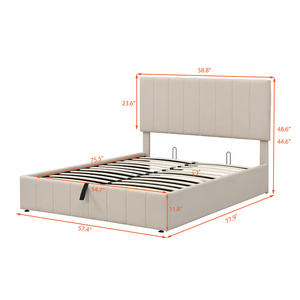 Modern Grey Wooden Platform <b>Double</b> <b>Bed</b> Frame With Lift-Up <b>Storage</b> No Spring Needed Size Base Headboard LP000211AAA Wooden <b>Beds</b> L - Product Image 5