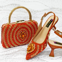 Ensemble de chaussures compensées slingback et sac à main en cristal bleu pour femme, de luxe, pour soirées et fêtes, automne hiver été, léger, avec doublure en maille épaisse