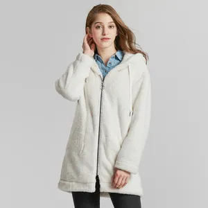 New Model 2023 Custom Winter Warm Autumn Medium Long Fleece Jacket for Women Outwear Coats