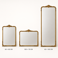 Miroir mural antique vintage orné en or, cadre en bois filigrané, style européen décoratif pour salon, chambre, entrée, maison