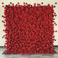 Panneau floral 3D de roses rouges de luxe, moderne et de haute qualité, en soie haute densité, pour toile de fond murale, idéal pour mariages romantiques, événements et fêtes